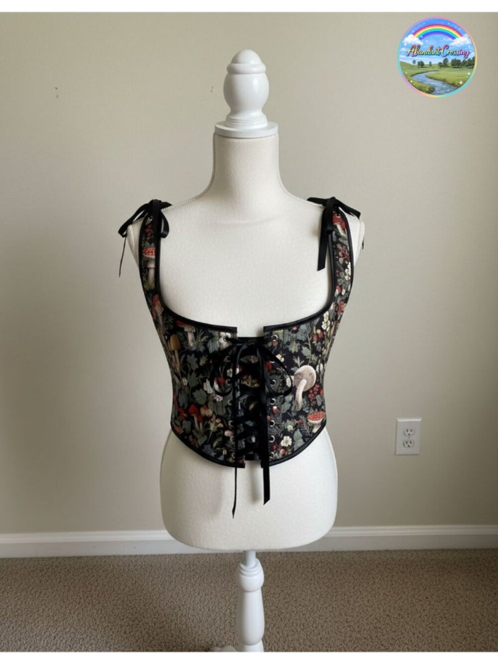 Boned Underbust Corset Top Lace-Up Zip Renaissance Fairy Costume